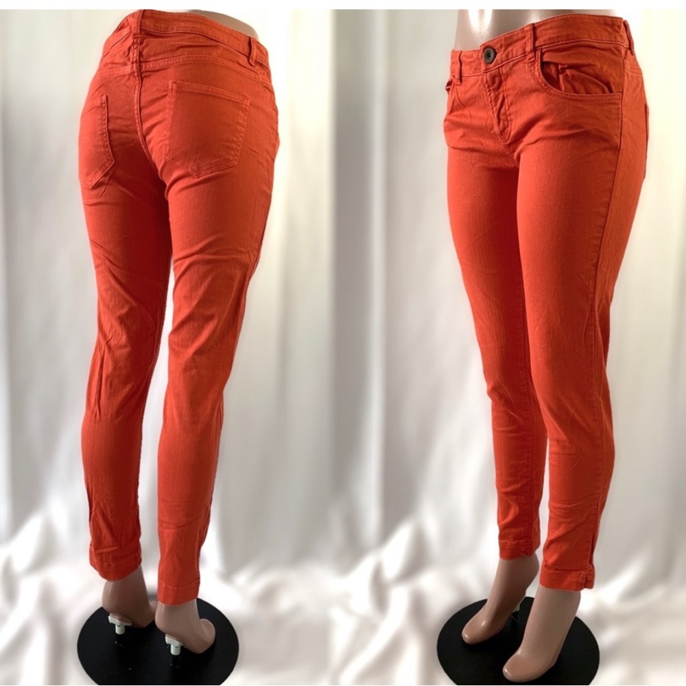 ZARA TRAFALUC TRF ORANGE SKINNY JEANS STRAIGHT LEG STRETCH STRETCHY DENIM 10